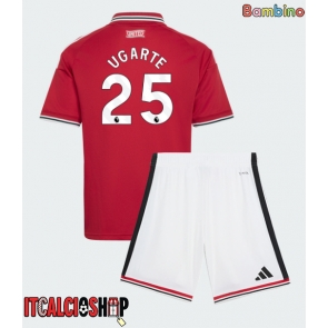 Manchester United Manuel Ugarte #25 Prima Maglia Bambino 2026-27 Manica Corta (+ Pantaloni corti)